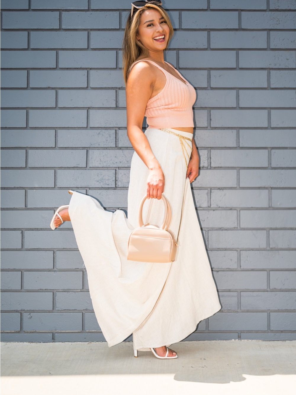 Wide-Leg Cream Palazzo Pants - Elegant Summer Trousers - Picture 2 of 2